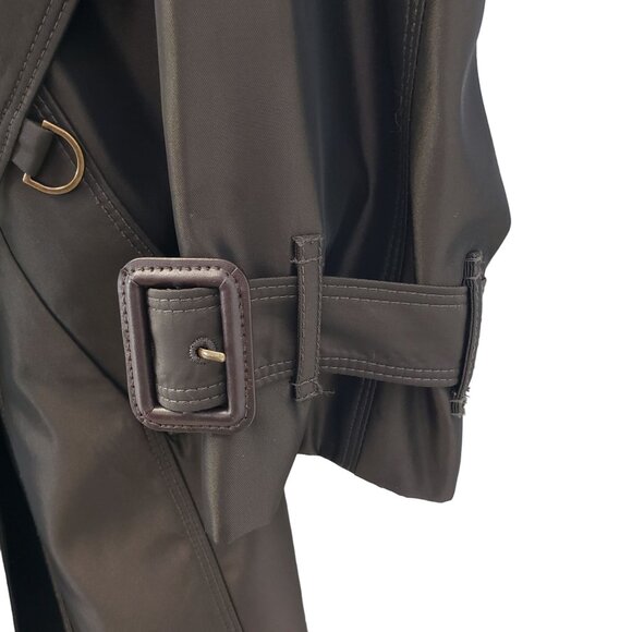 London Fog Metallic Bronze Tie Waist Trench Coat Size M/L - Picture 6 of 9